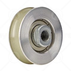 Steel Door Hanger Roller with Polyurethane Tyre & M10 Tapped Insert (Curved Track)