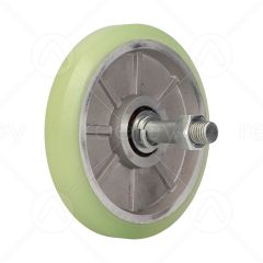 Polyurethane Guide Roller (150mm OD) with M16 Pin and Cast Iron Core
