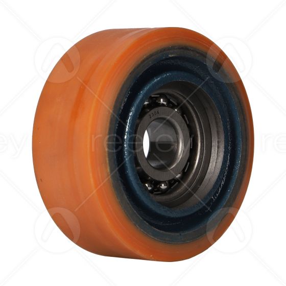 Polyurethane Guide Roller (95mm OD) with Self Aligning (Cycloidal) Bearing and Cast Iron Core