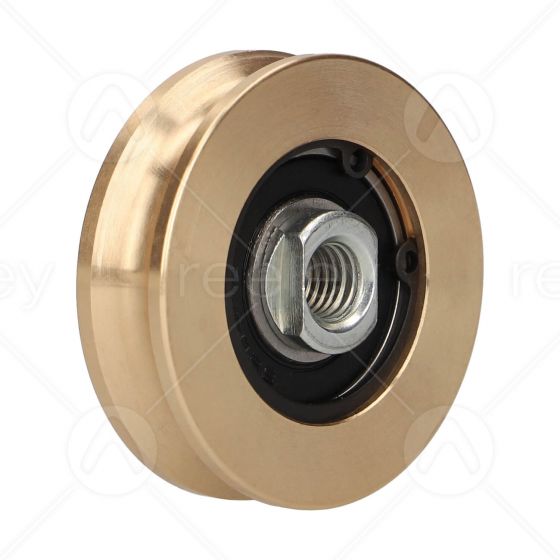 Heavy Duty Brass Hanger Roller with M10 Tapped Insert (V Track)